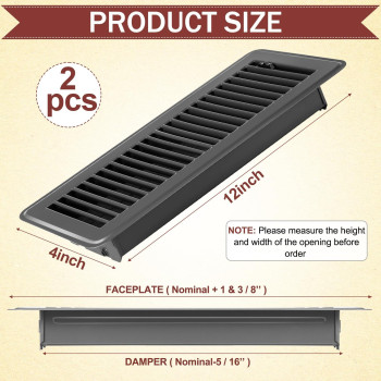 Retisee 4X12 Inches Floor Vent Covers Heavy Duty Floor Register Easy Installation Metal Heat Vent Covers With Rust Proof Finish