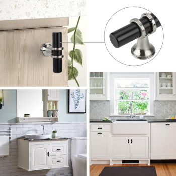 Rergy 16 Pack Matte Black Cabinet Knobs Drawer Knobs Single Hole Cabinet Knobs Black And Brushed Nickel Kitchen Hardware Door K