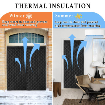 Ryb Home Thermal Insulated Door Curtain Winter Cold Insulation Curtain Durable Oxford Cloth Side Opening Curtain Windproof Sound