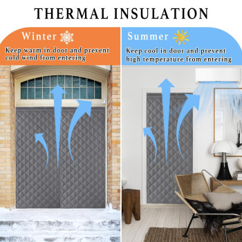 Ryb Home Thermal Insulated Door Curtain Winter Cold Insulation Curtain Durable Oxford Cloth Side Opening Curtain Windproof Sound