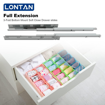 Lontan Undermount Drawer Slides 21 Inch Soft Close Drawer Slides 6 Pairs Full Extension Bottom Mount Dresser Drawer Slides For