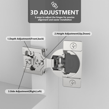 Asidrama 60 Pack 30 Pairs 12 Inch Overlay Soft Close Cabinet Hinges Satin Nickel Hidden Hinges 105 Degree 6Ways 3Cam Adjustme