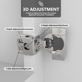 Asidrama 60 Pack 30 Pairs 114 Inch Overlay Soft Close Cabinet Hinges Satin Nickel Hidden Hinges 105 Degree 6Ways 3Cam Adjust