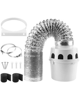 Upgradedami Parts Tdidvkzw Indoor Dryer Vent Kit With 4Inch By 5Foot Proflex Duct White 4 Inch