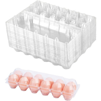 60 Pack Plastic Egg Cartons Cheap Bulk One Dozen Clear Empty Egg Cartons For Chicken Eggs Reusable Egg Carton For Home Ranch Ch