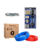 Efield 12Inch Pex Pipe Plumbing Installation Kit 12Inch X 200 Ft Pexb Tubing 100 Ft Red 100Ft Blue 12 Pcs Pex Brass F