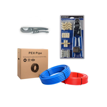 Efield 12Inch Pex Pipe Plumbing Installation Kit 12Inch X 200 Ft Pexb Tubing 100 Ft Red 100Ft Blue 12 Pcs Pex Brass F