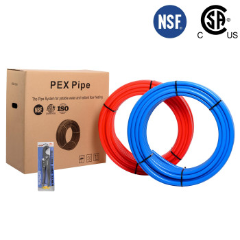 Efield 12Inch Pex Pipe Plumbing Installation Kit 12Inch X 200 Ft Pexb Tubing 100 Ft Red 100Ft Blue 12 Pcs Pex Brass F