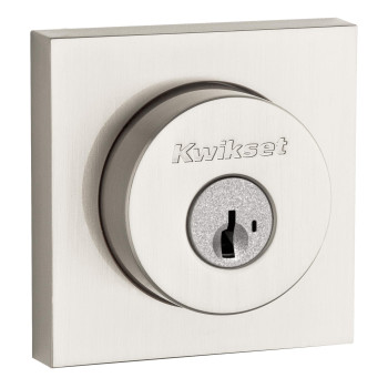 Kwikset Halifax Deadbolt Lock Satin Nickel Square Exterior Keyed Front Entry Door Pick Resistant Smartkey Rekey Security Sing