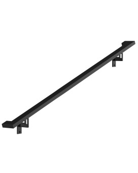 Modern Aluminum Handrail Complete Diy Kit Matte Black With Adjustable Wall Mount Brackets Included 3 Length