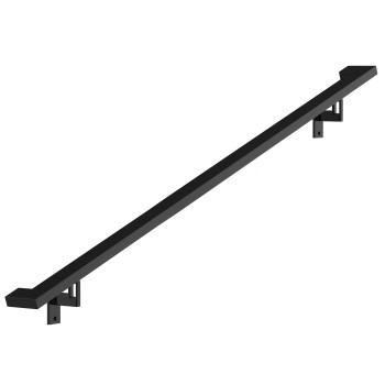 Modern Aluminum Handrail Complete Diy Kit Matte Black With Adjustable Wall Mount Brackets Included 3 Length