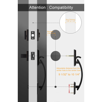 Goldenwarm Double Front Door Lock Set Oil Rubbed Bronze Double Door Handle With Dummy Double Front Door Hardware Set With Reve