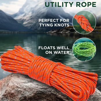 Teceum Rope 90 Feet X 14 Inch 7Mm Orange Gray Strong Allpurpose Utility Rope Camping Crafting Flag Pole Indoor