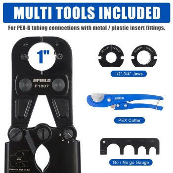 Efield Pex Crimping Tool Kit 12 Inch 34 Inch And 1 Inch For Pex Copper Crimp Rings With Pex Pipe Cutter Gonogo Gauge Me