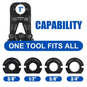 Efield Pex Crimping Tool Full Size Kit 38 Inch 12 Inch 58 Inch 34 Inch And 1 Inch For Pex Copper Crimp Rings With Pex