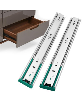 Homdiy 16 Inch Soft Close Drawer Slides 1 Pair Side Mount Dresser Cabinet Rails Heavy Duty Drawer Slides Metal Ball Bearing And