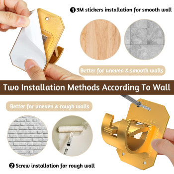 2Pcs No Drill Curtain Rod Brackets Curtain Rod Holders No Drilling Adhesive Curtain Rod Hooks Nail Free Adjustable Curtain Hange