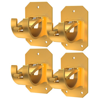 4Pcs No Drill Curtain Rod Brackets Curtain Rod Holders No Drilling Adhesive Curtain Rod Hooks