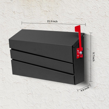 Xhlokk Wallmount Mailbox Morden Mailbox For House Rust Resistant Metal Post Box Galvanized Steel Outside Mailboxes With Flag