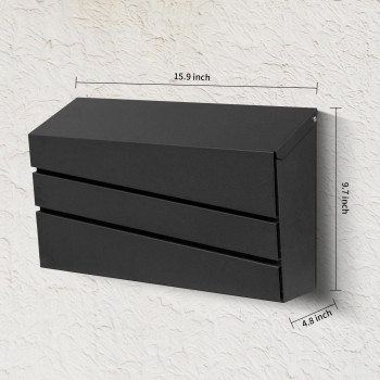 Xhlokk Wallmount Mailbox For Outside Rust Resistant Mail Box Wall Mounted Outdoor Galvanized Steel Morden Mailboxes No Keys