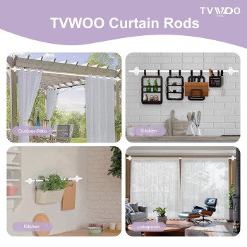 Tvwoo Wrap Around Curtain Rods White Curtain Rods 66 To 120 Inch 58 Inch Adjustable Blackout Curtain Rod With Brackets Room Dar