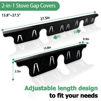 Stove Gap Covers 2 Pack Stainless Steel Stove Gap Filler Adjustable Length From 138 To 275 Stove Gap Guard For Kitchen