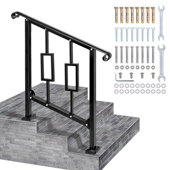 Lmrstoo Handrails For Outdoor Steps Fit 2 Or 3 Steps Outdoor Stair Railing Black Wrought Iron Handrail Handrails For Concrete