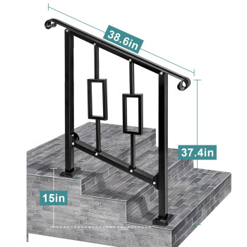 Lmrstoo Handrails For Outdoor Steps Fit 2 Or 3 Steps Outdoor Stair Railing Black Wrought Iron Handrail Handrails For Concrete