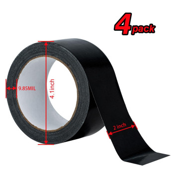 Xuxu 4 Pcs Duct Tape Heavy Duty Waterproof Black Duct Tape Strong Adhesive Duct Tape Bulk For Indoor Outdoor Repairs Tear By Ha