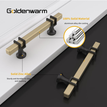 Goldenwarm 10 Pack Black And Gold Cabinet Pulls Black Cabinet Handles Brushed Gold Cabinet Pulls 3In Cabinet Pulls Black And Gol