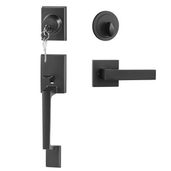 Vevor Front Door Handle And Deadbolt Set Matte Black Square Handle Set With Lever Door Handle Single Cylinder Entry Door Handl