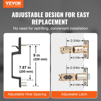 Vevor Front Door Handle And Deadbolt Set Matte Black Square Handle Set With Lever Door Handle Single Cylinder Entry Door Handl