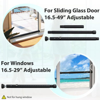 Sliding Door Security Bar 16 To 51 Inch Adjustable Sliding Patio Door Glass Door Window Security Bars Black Portable Slide Doo