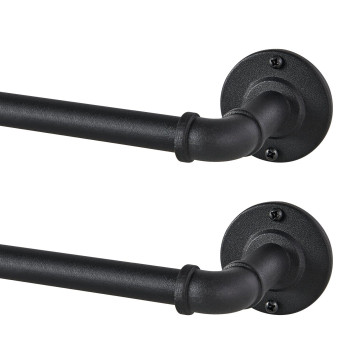 2 Pack Industrial Curtain Rods For Windows 28 To 48 Inches Blackout Wrap Around Curtain Rod For Indoor And Outdoor 58 Inch D