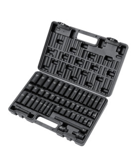 Vevor 38 Drive Impact Socket Set 48 Piece Socket Set Sae 516 34 Metric 822Mm6 Point Crv Drive Extension Bar U