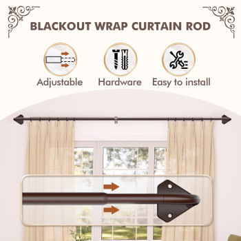 Kuianroll Bronze Curtain Rods For Windows 30 To 60 Inch Adjustable Blackout Curtain Rod For Bedroom Outdoor 58 Inch Diameter Wr