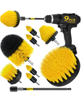 Holikme 9Pack Drill Brush All Purpose Drill Brush With Extend Attachment For Bathroom Surfaces Grout Floor Tub Shower Tile