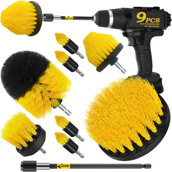 Holikme 9Pack Drill Brush All Purpose Drill Brush With Extend Attachment For Bathroom Surfaces Grout Floor Tub Shower Tile