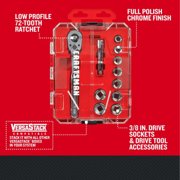 Craftsman Mechanics Tool Set 38 Inch Drive Sae 11 Piece Cmmt12126