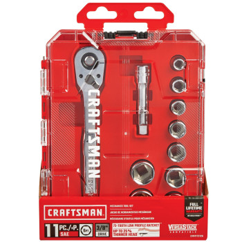 Craftsman Mechanics Tool Set 38 Inch Drive Sae 11 Piece Cmmt12126