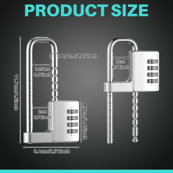 Gisafai 2 Pcs 4 Digit Combination Lock Code Cabinet Lock U Shaped Gym Locker Adjustable Padlock Metal Long Shackle Lock For Outd