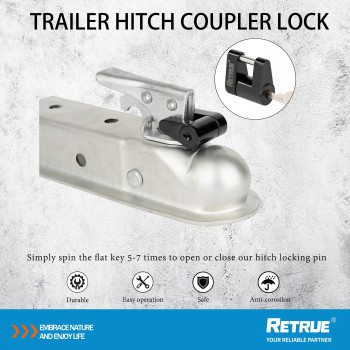 Retrue Trailer Tongue Coupler Lock Trailer Hitch Lock Dia 14 Inch 34 Inch Span For Tow Boat Rv Truck Cars Coupler Pack Of