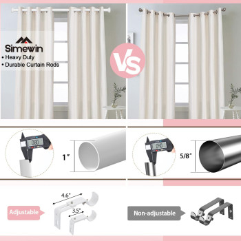 Heavy Duty Curtain Rods For Windows 28 To 48 Inches 1 Inch White Curtain Rods For Bedroom Living Room Patio Kitchen Farmhou