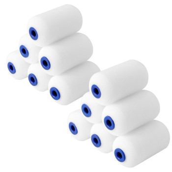 Workpro Small Paint Roller 25 Inch 12Pack Mini Foam Paint Roller Covers For Small Touchup Art Crafts Furniture Cabinets