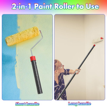 Bsbsbest Paint Roller Extension Poles 4 Ft Paint Roller Kit With Brush Stainless Steel Poles Splicing Rod House Mural Brush For