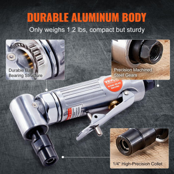 Vevor Air Die Grinder 14 Right Angle Die Grinder 20000Rpm Lightweight Ball Bearing Construction 24Pcs Discs For Grinding