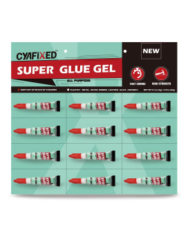 Cyafixed Super Glue Gel Allpurpose Superglue Cyanoacrylate Instant Adhesive For Plastic Wood Metal Repair Twelve 3 Gram