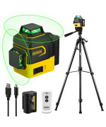 Ikovwuk Laser Level With Tripod 2X360 Selfleveling Green Cross Line 8 Lines Laser Level Tool With Rechargeable Battery Type