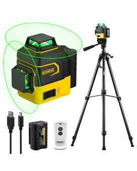 Ikovwuk Laser Level With Tripod 2X360 Selfleveling Green Cross Line 8 Lines Laser Level Tool With Rechargeable Battery Type