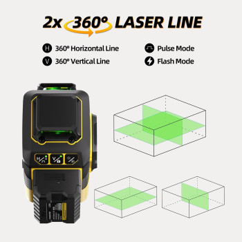 Ikovwuk Laser Level With Tripod 2X360 Selfleveling Green Cross Line 8 Lines Laser Level Tool With Rechargeable Battery Type